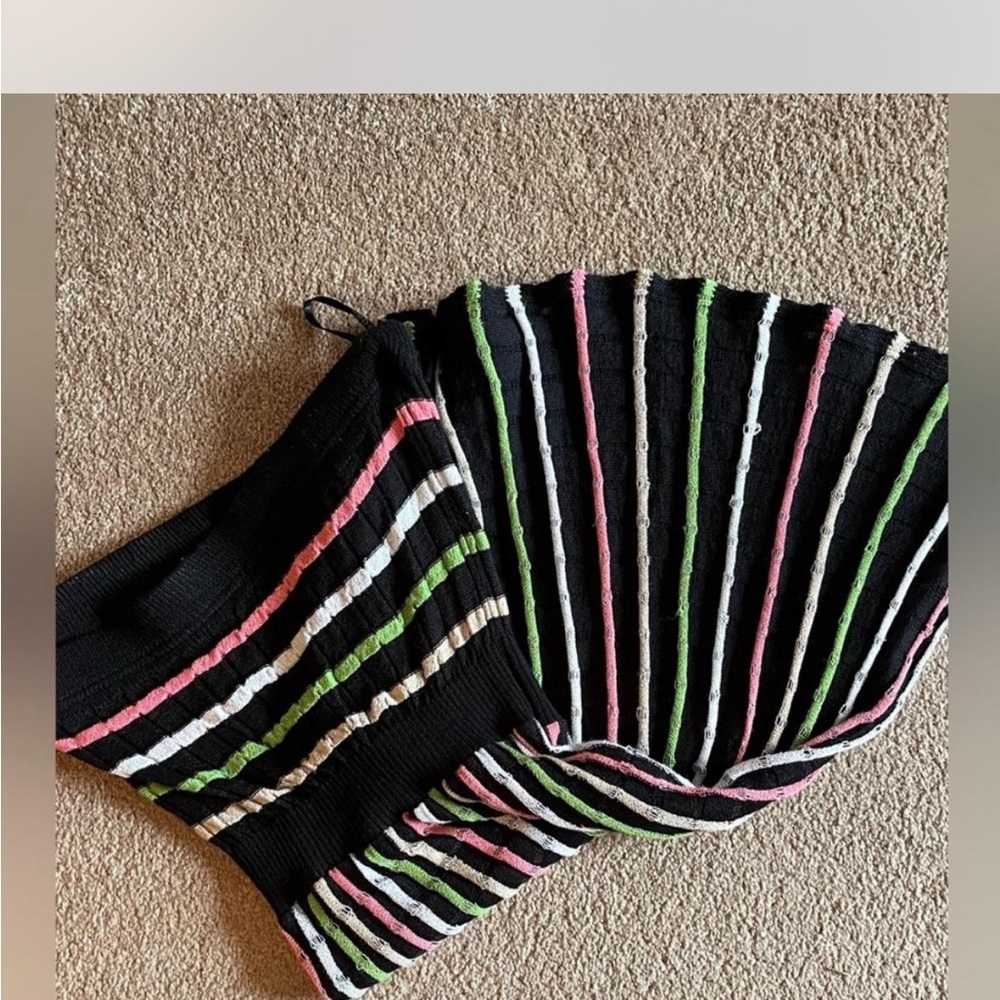 2b Bebe Black dress with Pink and White Stripes